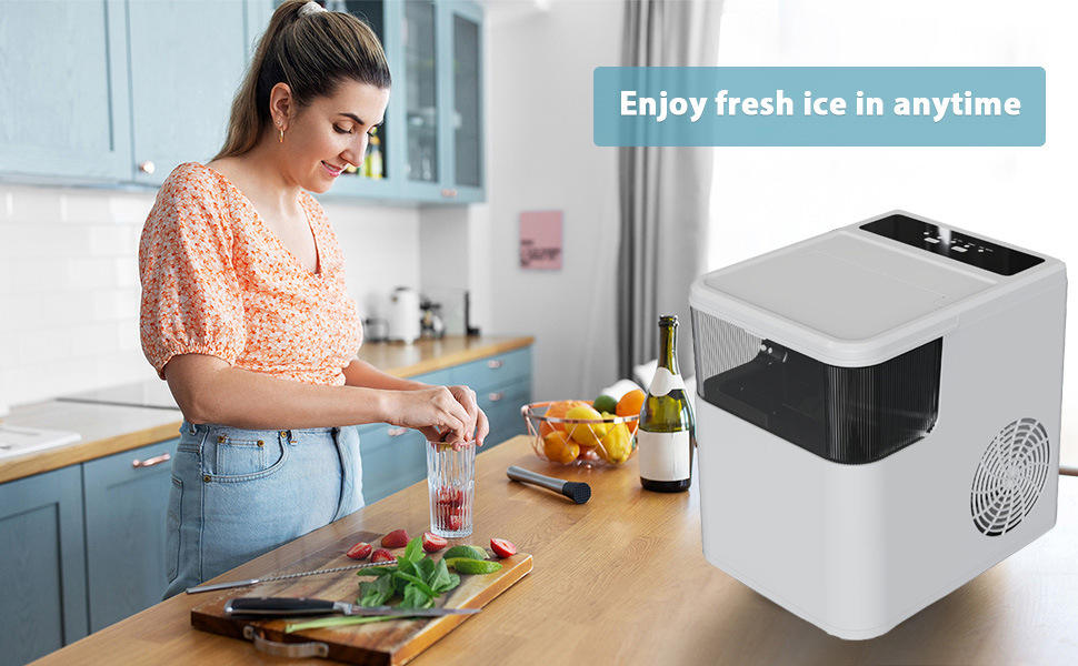Fast Ice Maker, No Waiting for Cool Drinks,Fully Automatic Ice Maker, One-touch for Easy Use