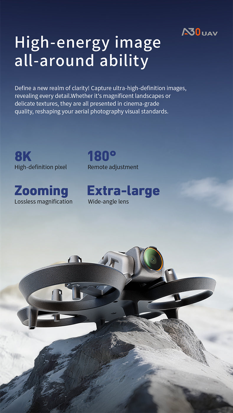 A30 PRO Mini FPV Drone Full Surround Protective Frame 180° Adjustable Camera Optical Flow Hover