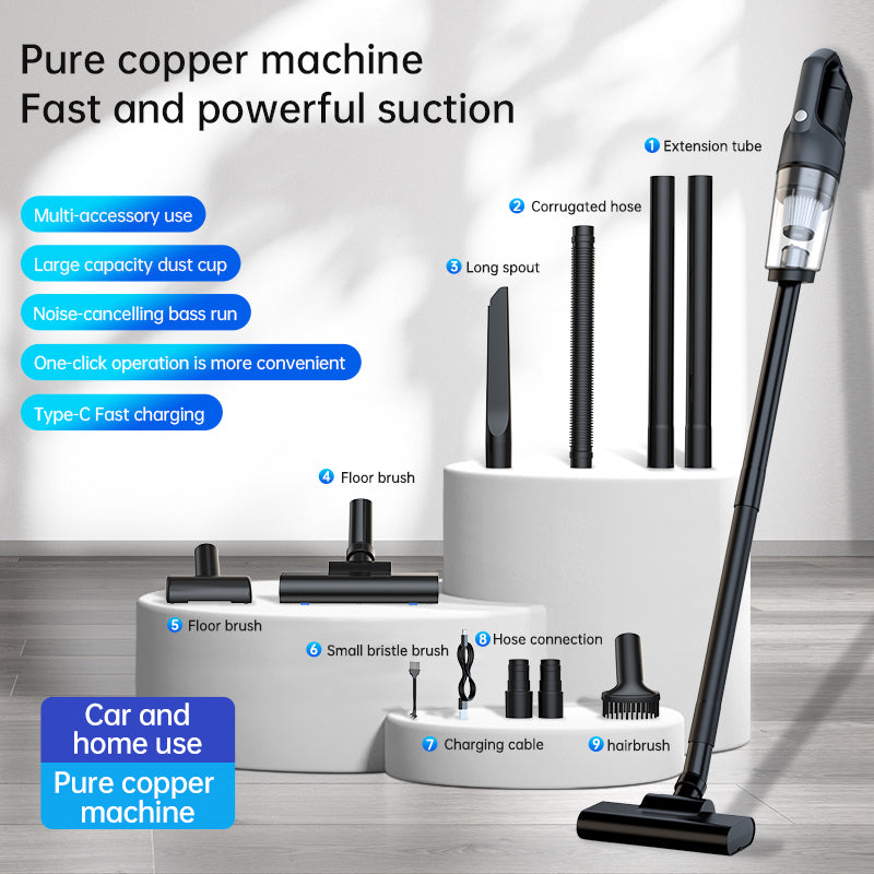 Portable rechargeable car vacuum, lightweight design for easy cleaning of seats and gaps