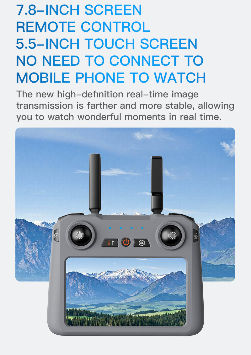 XiL 017 GPS Drone 5.5" Touch Screen Remote 6KM 5G Relay FPV 3-Axis Gimbal 4K Camera
