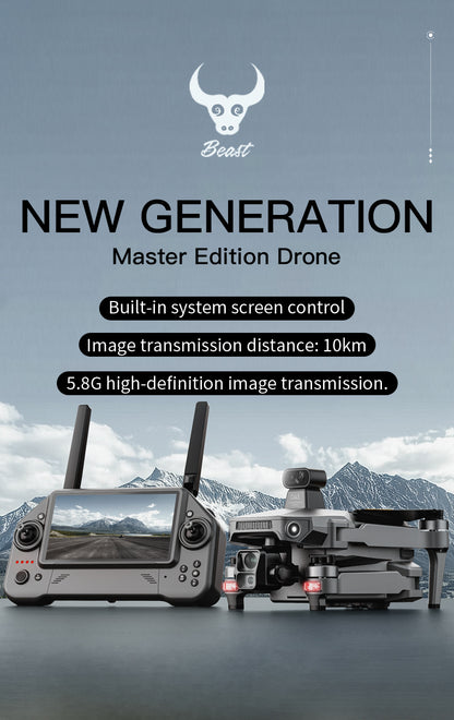 Beast Master GPS Drone 3-Axis EIS Gimbal 4K Photo 10KM Long Range With 5.5" Screen Remote