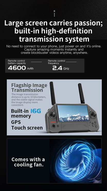 Beast Master GPS Drone 3-Axis EIS Gimbal 4K Photo 10KM Long Range With 5.5" Screen Remote