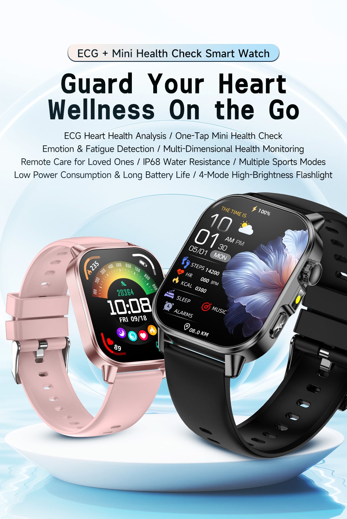 Smart body temperature monitoring watch, measure temperature in real time, find body abnormalities timely