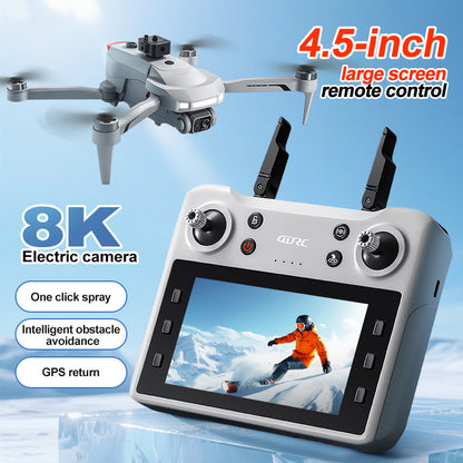 4D-V34 Brushless Drone 4.5" Screen Remote 8K Dual Camera GPS Version