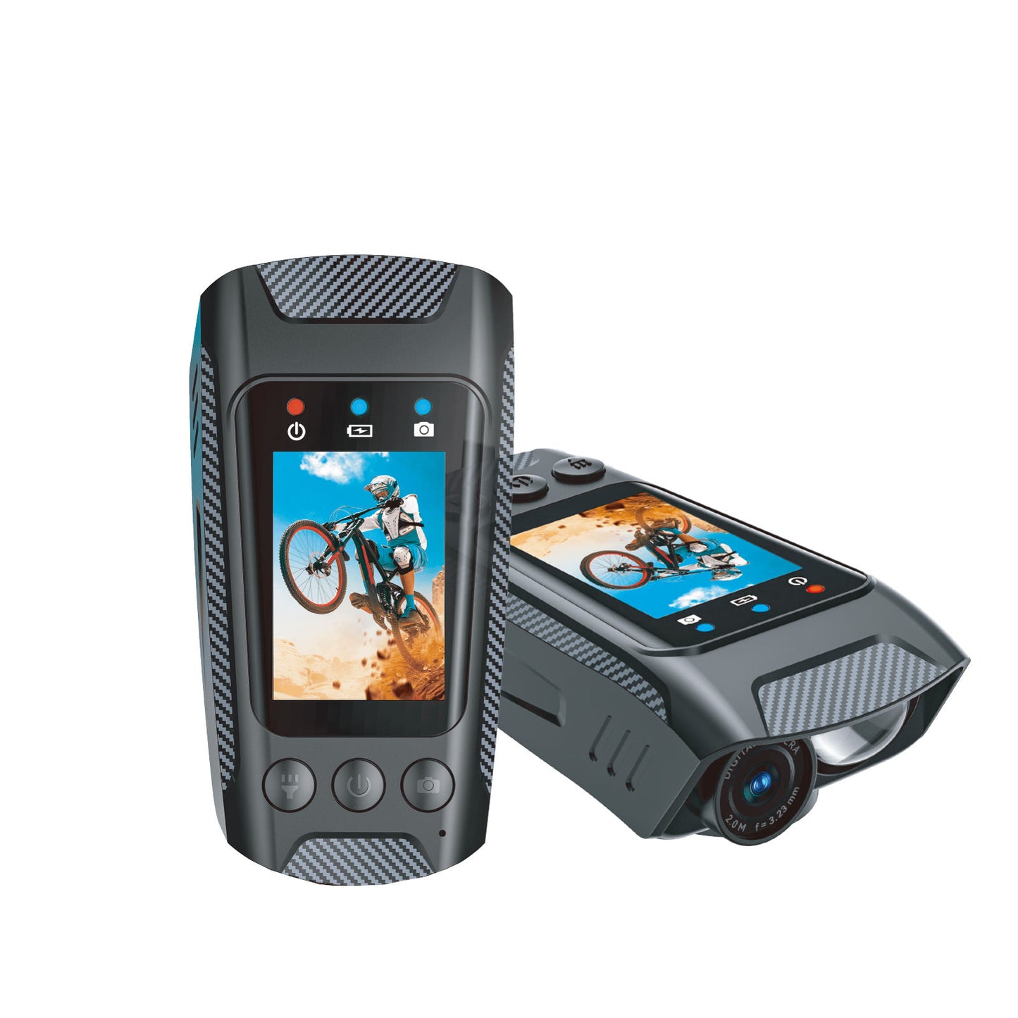 High-definition image-stabilized camera capture smooth footage even during cycling, running, and other sports activities.