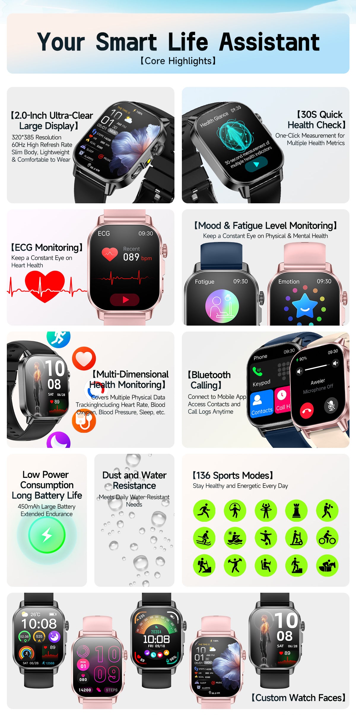 Smart body temperature monitoring watch, measure temperature in real time, find body abnormalities timely