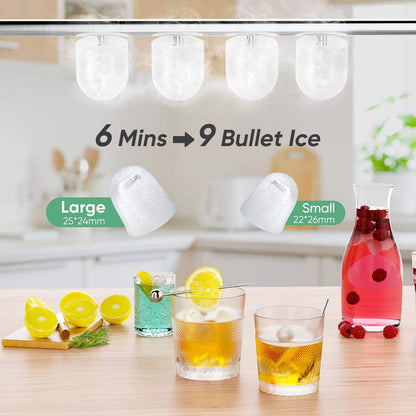 Fast Ice Maker, No Waiting for Cool Drinks,Fully Automatic Ice Maker, One-touch for Easy Use