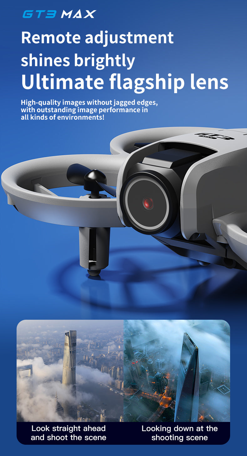 GT3 Mini Drone 4.3" Screen Remote 180° Electric Dual Camera Optical Flow Obstacle Avoidance