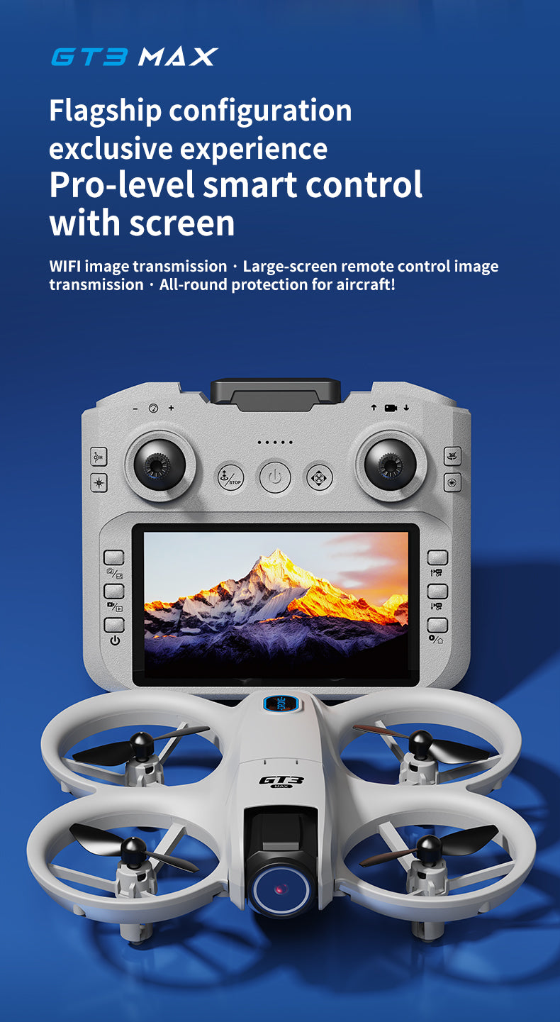 GT3 Mini Drone 4.3" Screen Remote 180° Electric Dual Camera Optical Flow Obstacle Avoidance