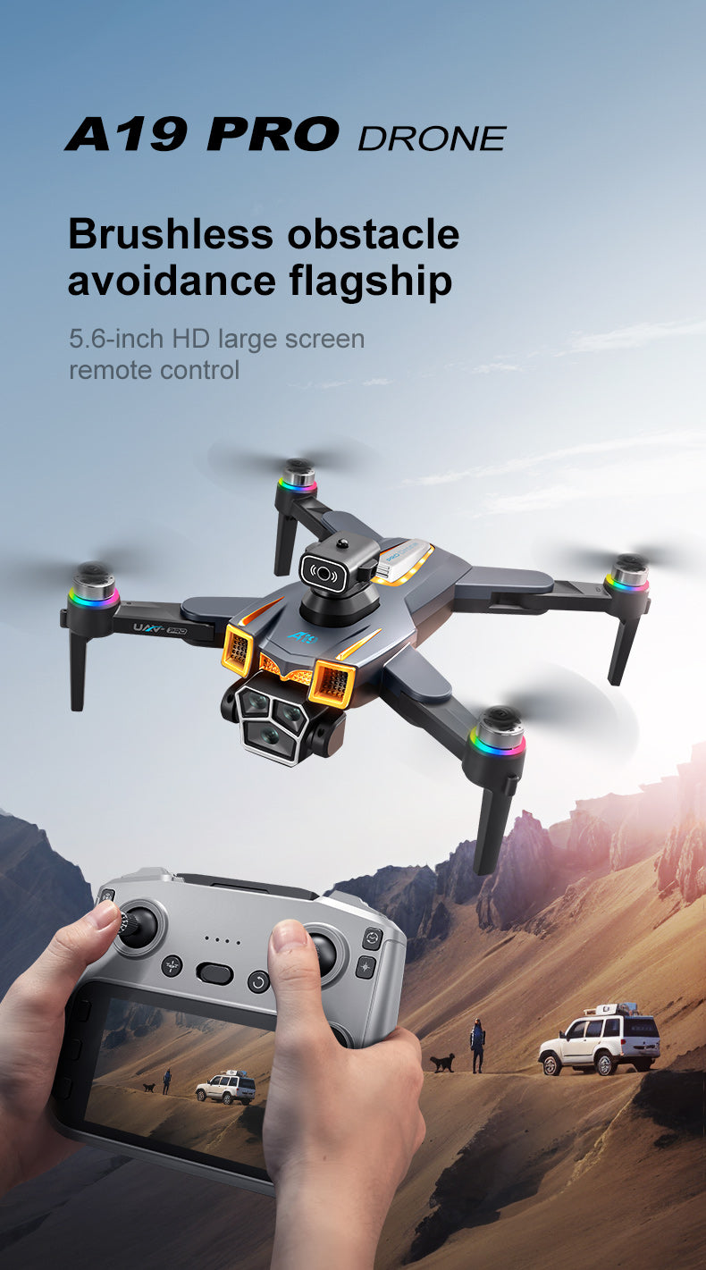 GPS A19 PRO Foldable Aerial Drone 90° Electric Camera Auto Return Wind Resistant Quadcopter