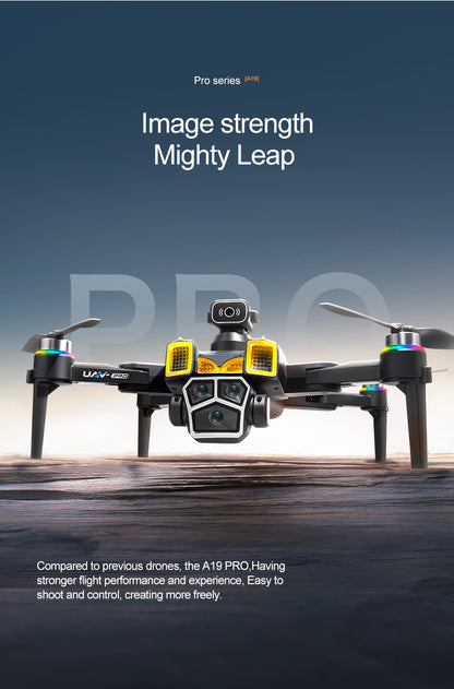 GPS A19 PRO Foldable Aerial Drone 90° Electric Camera Auto Return Wind Resistant Quadcopter