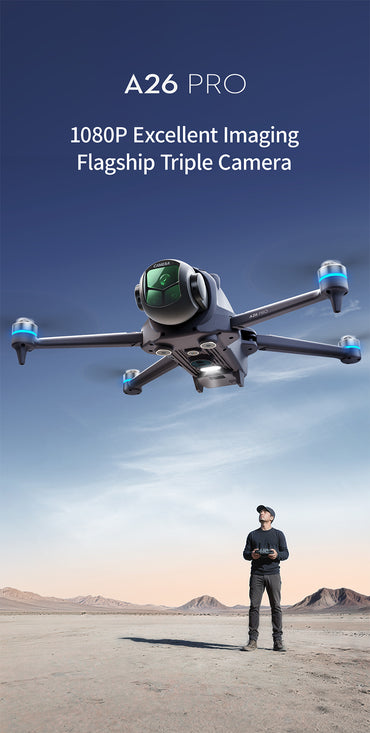 A26 PRO GPS Foldable Drone 4.5" Screen Remote 1080P 180° EIS Camera Full Surround Obstacle Avoidance
