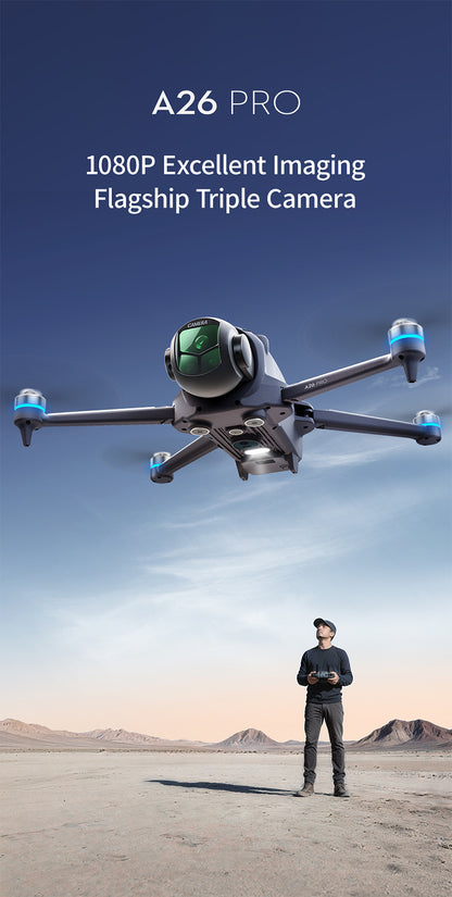 A26 PRO GPS Foldable Drone 4.5" Screen Remote 1080P 180° EIS Camera Full Surround Obstacle Avoidance