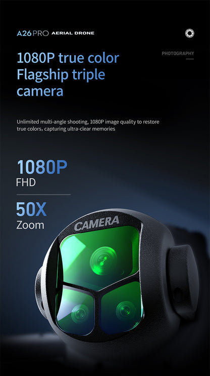A26 PRO GPS Foldable Drone 4.5" Screen Remote 1080P 180° EIS Camera Full Surround Obstacle Avoidance