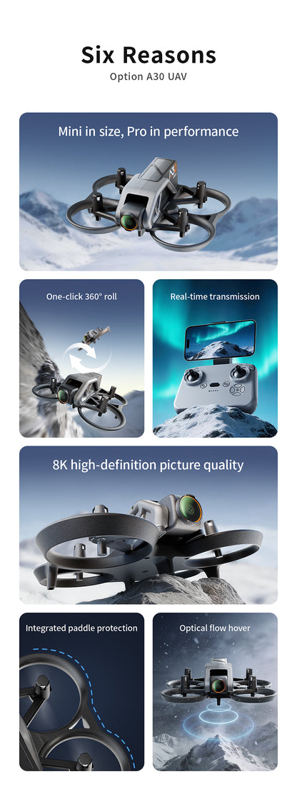 A30PRO Safe Kids Practice Drone, Full-Enclosed Guard Eco Material, One-Key Takeoff Stunt Flight Toy