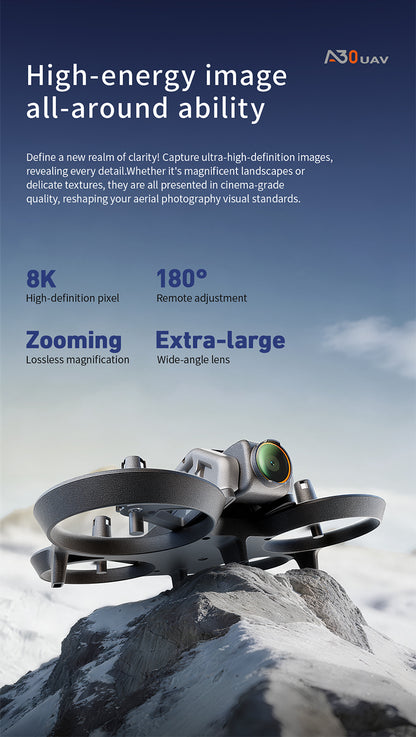 A30 PRO Mini FPV Drone Full Surround Protective Frame 180° Adjustable Camera Optical Flow Hover