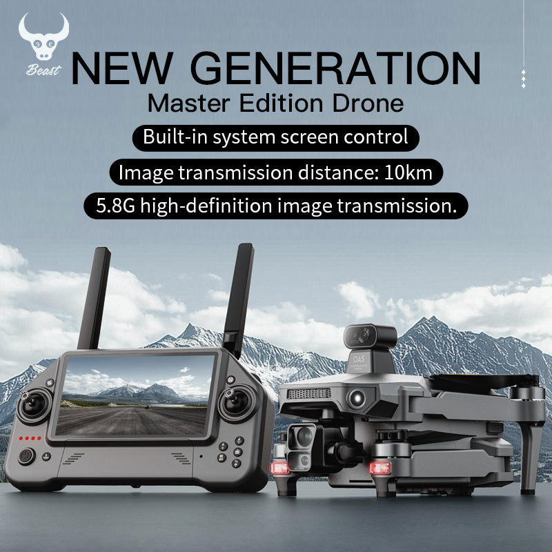 Beast Master GPS Drone 3-Axis EIS Gimbal 4K Photo 10KM Long Range With 5.5" Screen Remote