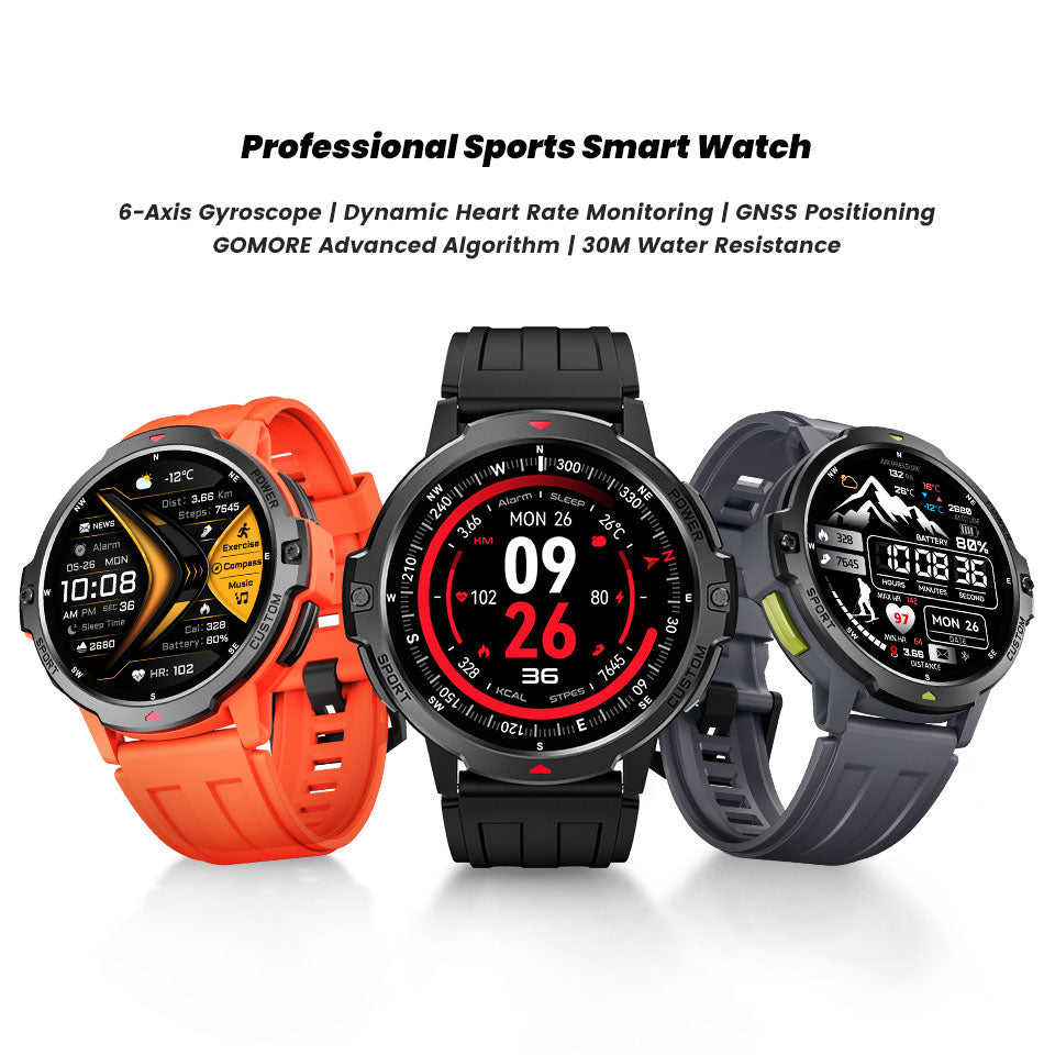 C31 GPS Bluetooth Calling Smart Watch | 1.46" Round Screen 3ATM Waterproof 100+ Sport Modes