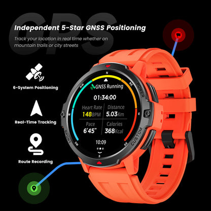 C31 GPS Bluetooth Calling Smart Watch | 1.46" Round Screen 3ATM Waterproof 100+ Sport Modes