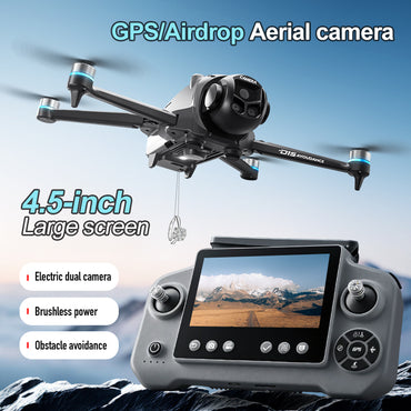 D15 GPS Brushless Drone 4-Way Obstacle Avoidance 1080P Dual Camera with 4.5" Screen Remote