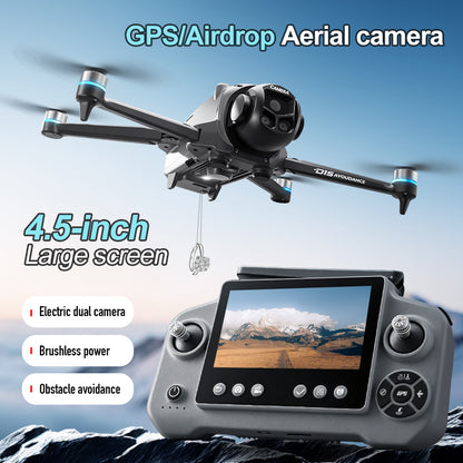 D15 GPS Brushless Drone 4-Way Obstacle Avoidance 1080P Dual Camera with 4.5" Screen Remote