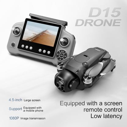 D15 GPS Brushless Drone 4-Way Obstacle Avoidance 1080P Dual Camera with 4.5" Screen Remote