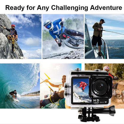 30m Underwater Dual Screen Action Camera 1080P 60fps Touch Screen MicroSD Up to 32GB