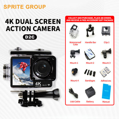 30m Underwater Dual Screen Action Camera 1080P 60fps Touch Screen MicroSD Up to 32GB