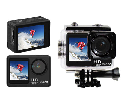 30m Underwater Dual Screen Action Camera 1080P 60fps Touch Screen MicroSD Up to 32GB
