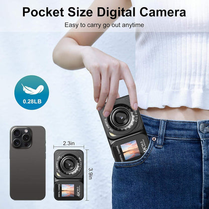 Point & Shoot Digital Camera 4K 17-30x Zoom Dual Screen Face Detection Camera