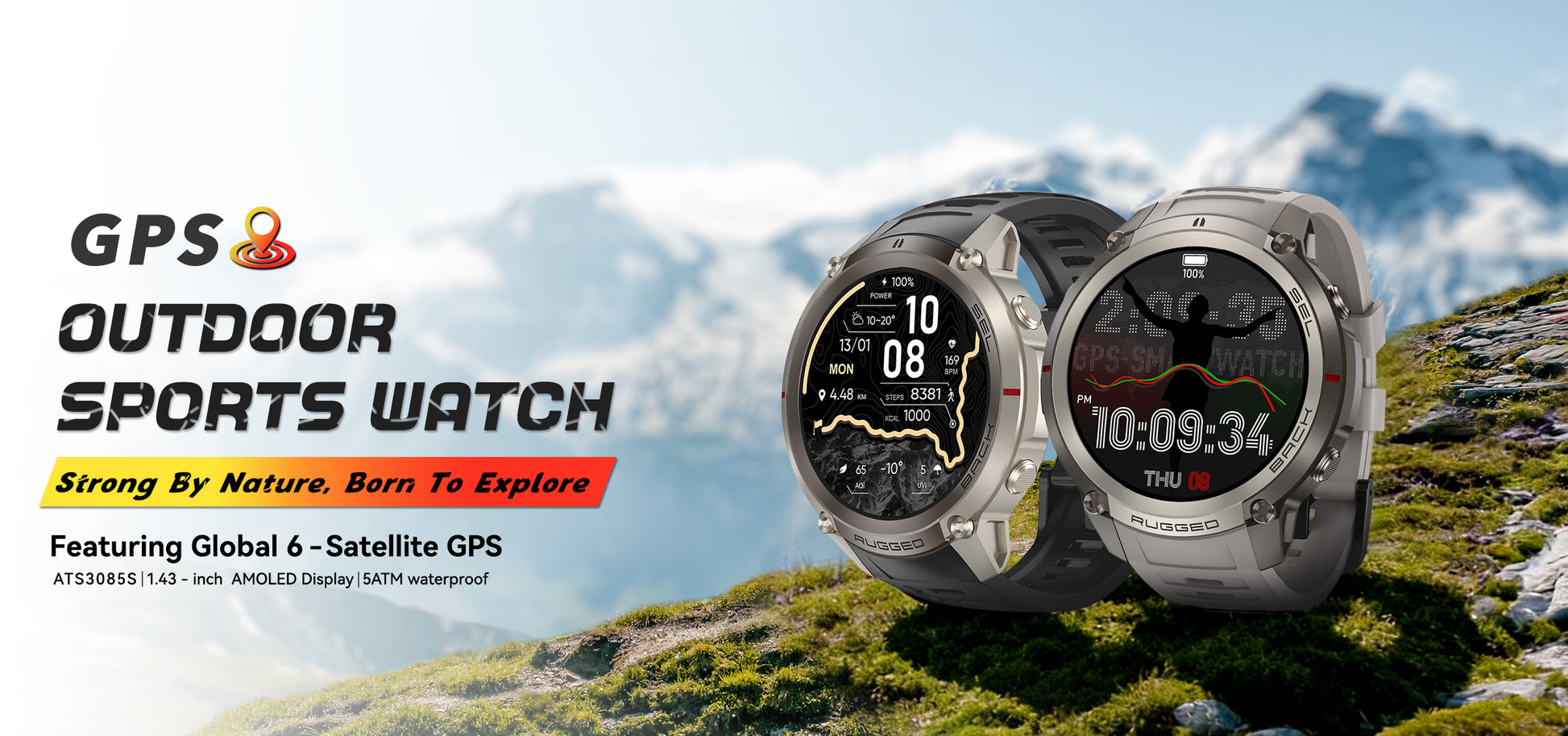DM59-GPS Outdoor Sport Watch With Offline Map AMOLED Full Touch Screen 5ATM Waterproof Smart Watch