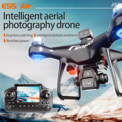 E55 Air Brushless Drone With 2.4" Screen Remote  Dual Camera Obstacle Avoidance Quadcopter