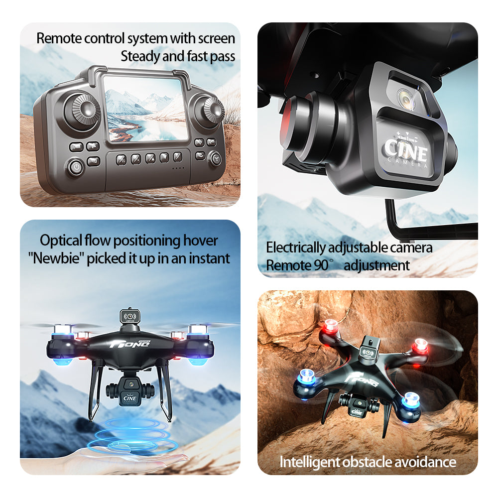 E55 Air Brushless Drone With 2.4" Screen Remote  Dual Camera Obstacle Avoidance Quadcopter