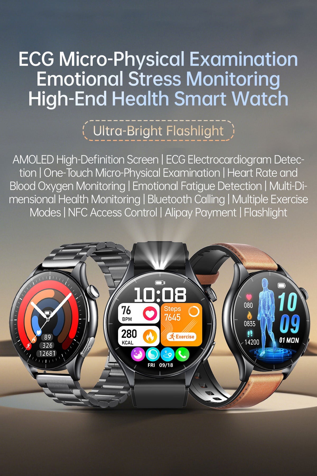 Smart wake-up function, turn on screen automatically when lifting your wrist