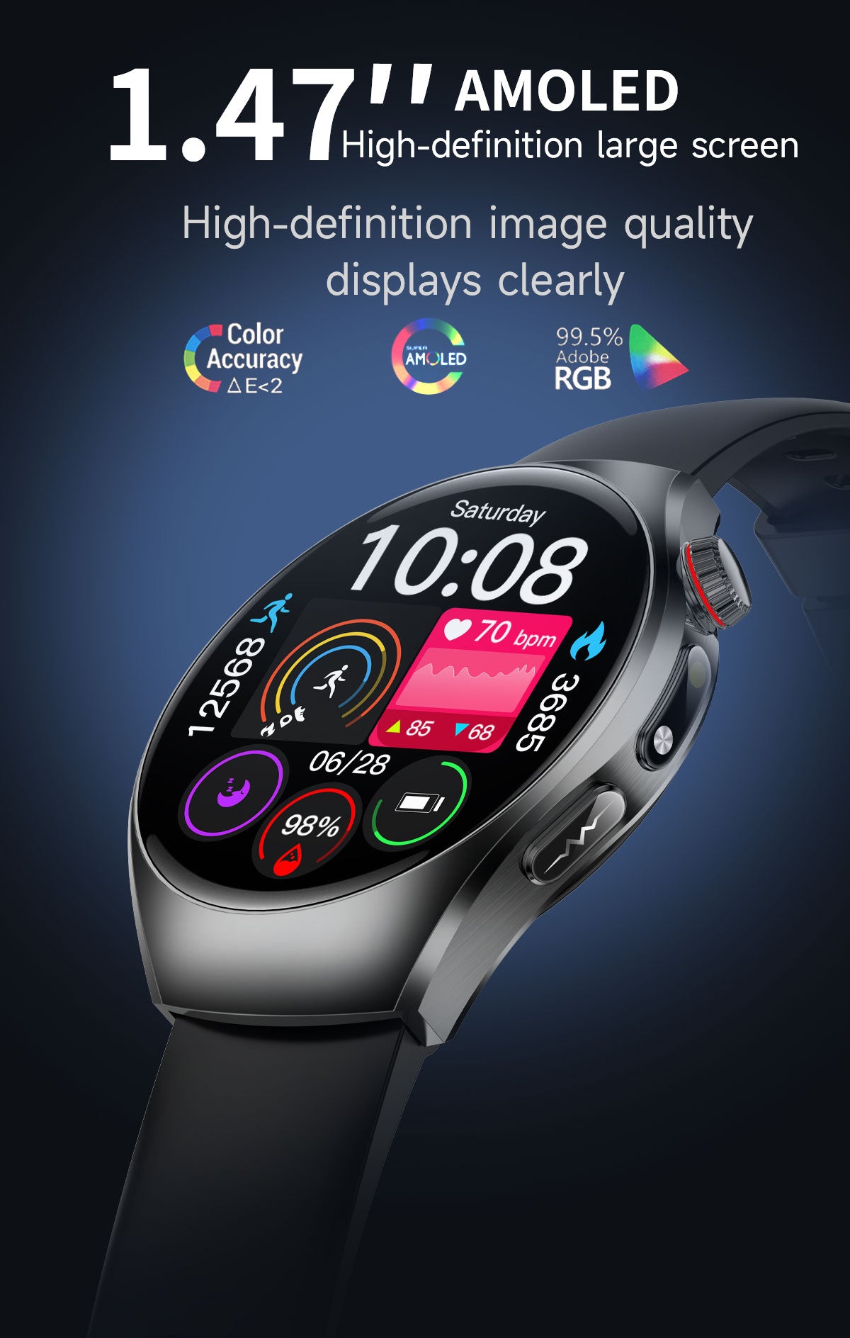 Minimalist smart watch, simple dial design, slim and comfortable, no burden for daily wearing