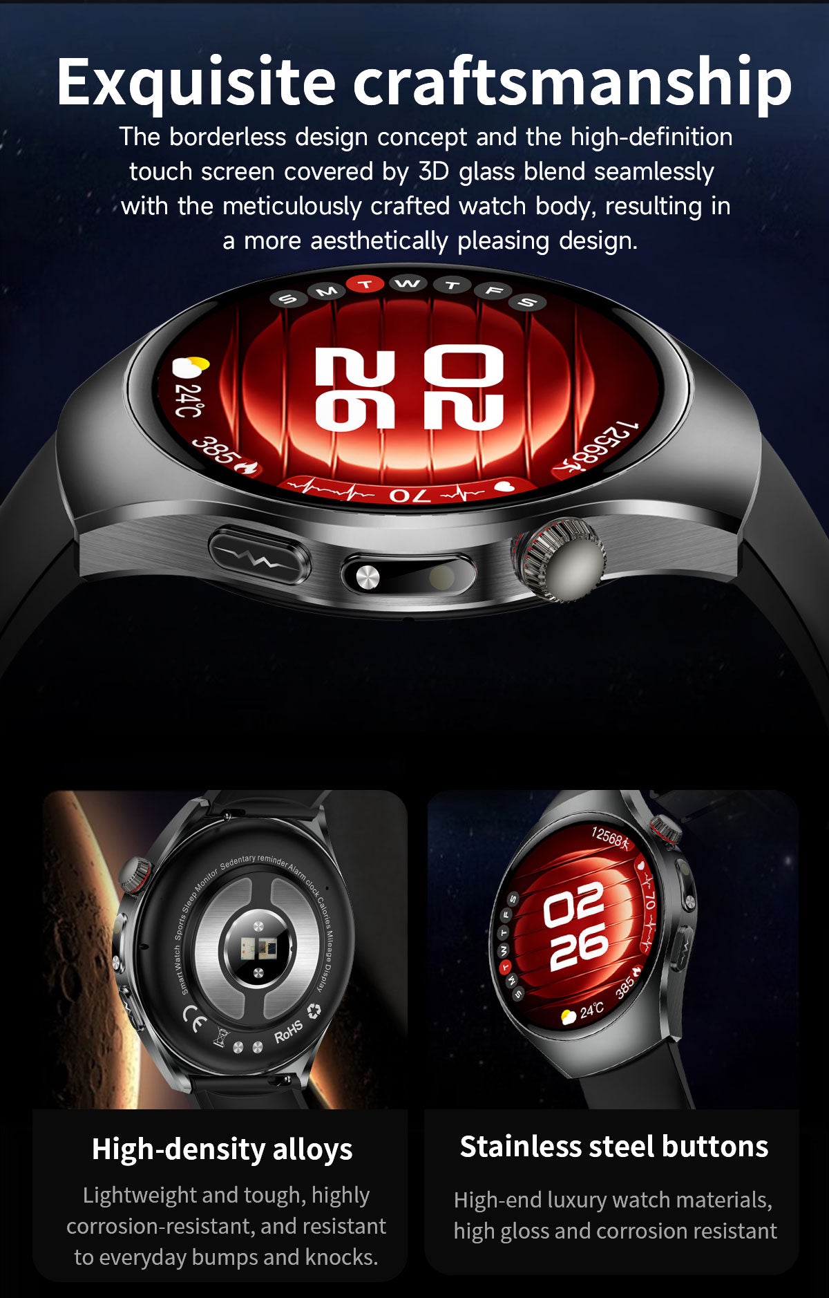 Minimalist smart watch, simple dial design, slim and comfortable, no burden for daily wearing