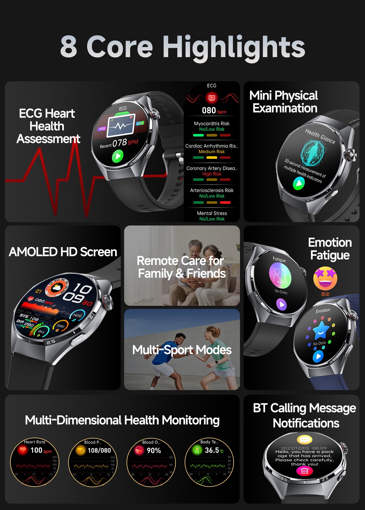 ET462 Smart Watch 1.43" AMOLED Full Touch Screen BLE5.3 Bluetooth Call IP68 Waterproof Sports Watch