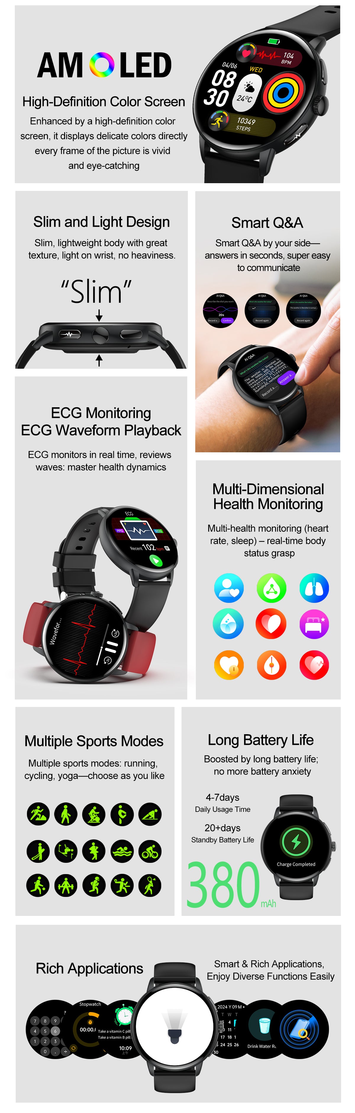 Your wrist health assistant, monitor all vital signs with high precision sensors