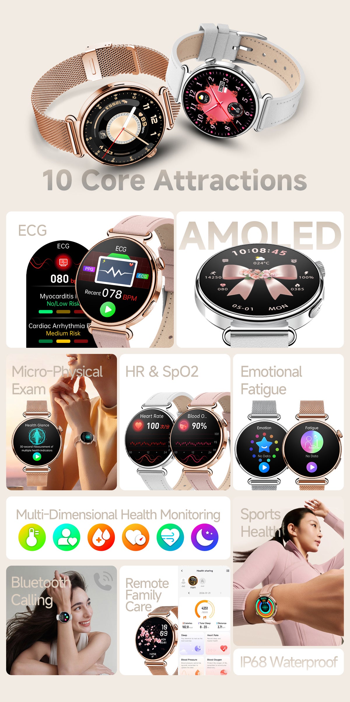 ET493 1.32" AMOLED Smart Watch Full Touch Screen Bluetooth Call Sports Smartwatch