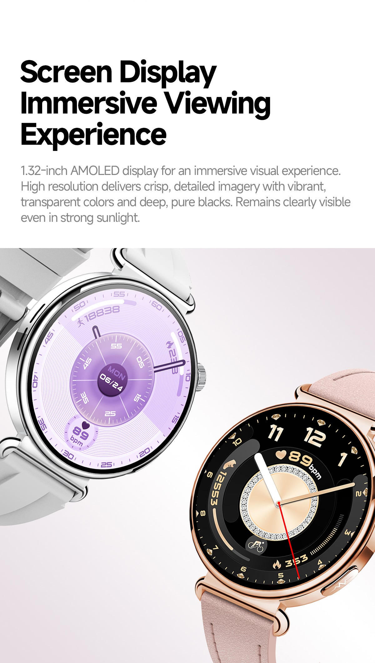 ET493 1.32" AMOLED Smart Watch Full Touch Screen Bluetooth Call Sports Smartwatch