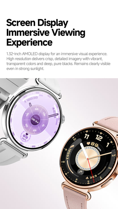 ET493 1.32" AMOLED Smart Watch Full Touch Screen Bluetooth Call Sports Smartwatch
