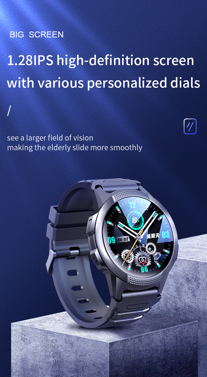 Waterproof Senior Smart Watch with Accurate SpO2 Monitoring & All-Day Elderly Safety Care