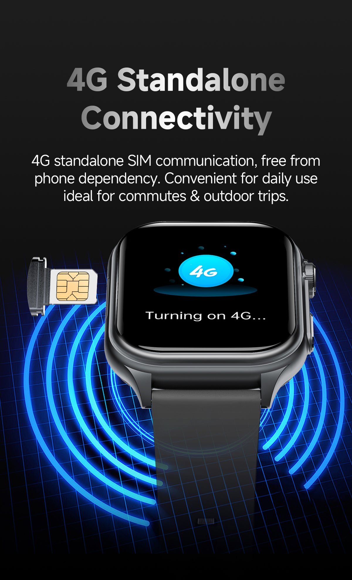 GE500  4G Smart Watch | Dual Call Family Data Share 2.06" AMOLED Fitness Tracker