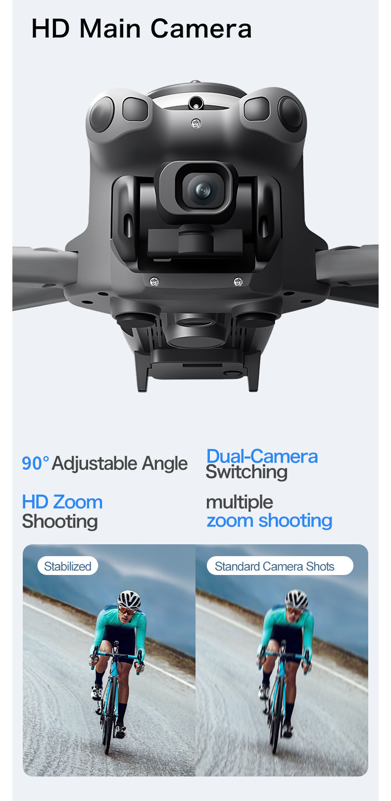 GT60 GPS Brushless Drone Servo Gimbal EIS Anti-Shake 4.3" Screen Remote FPV Quadcopter
