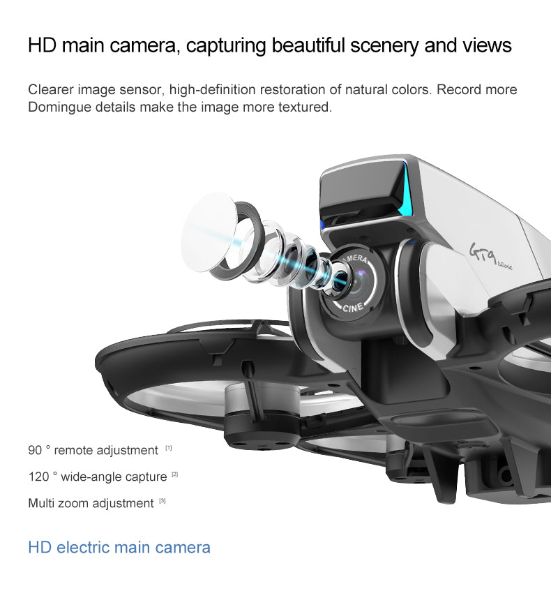 GT9 Brushless Drone 4.3" Screen Remote 4K EIS Dual Camera Optical Flow 20 Mins Flight
