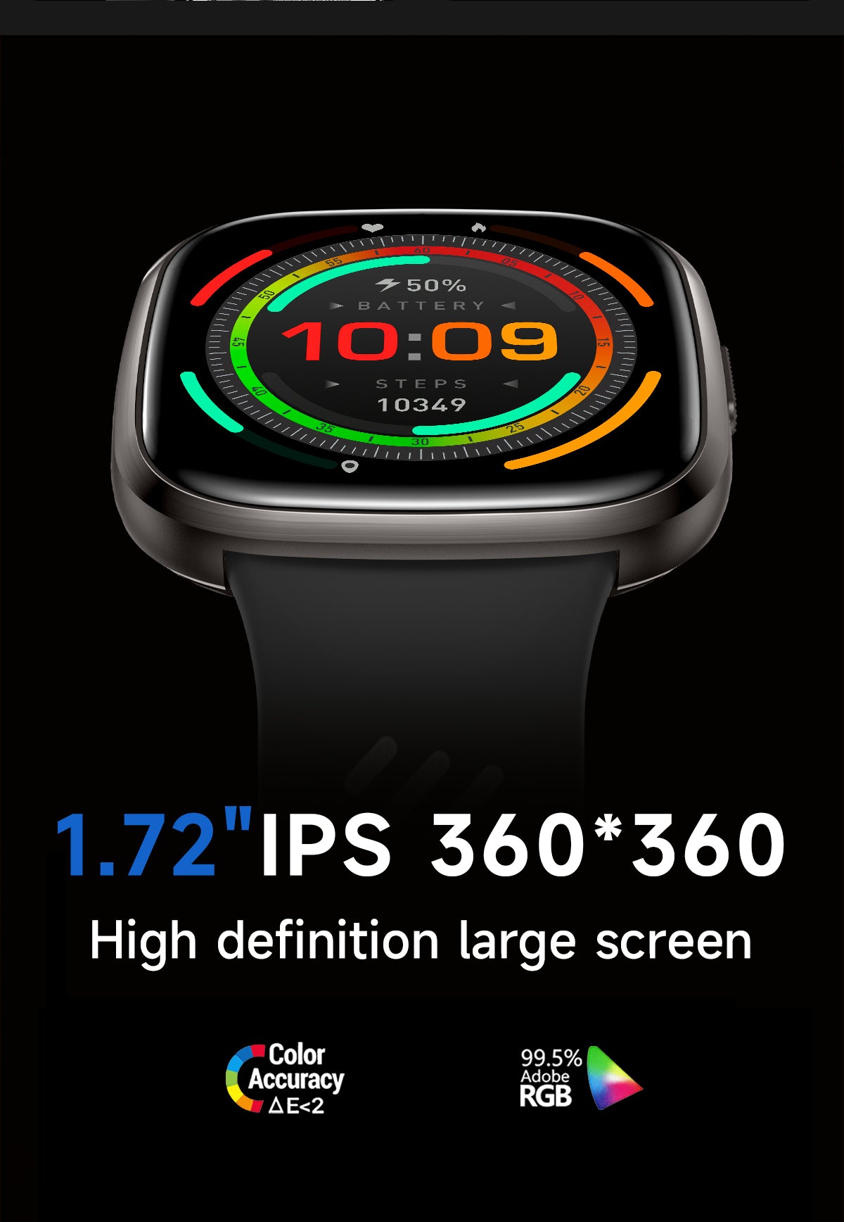 HT31 Bluetooth Call Smart Watch 1.72" IPS Full Touch Screen IP68 Waterproof Fitness Watch