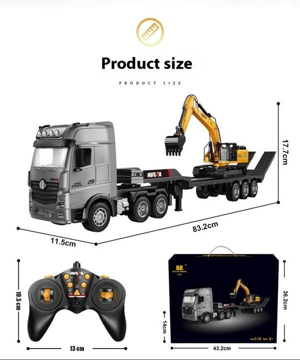 1:18 Scale Electric RC Excavator 2.4Ghz Control 30-50m Range 500mAh Battery