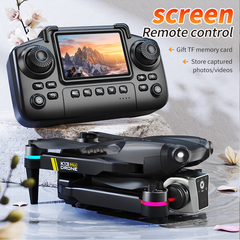 K13 MAX Brushless Drone With Screen Remote Optical Flow Dual Camera 4K FPV Quadcopter