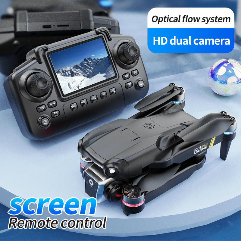 K13 MAX Brushless Drone With Screen Remote Optical Flow Dual Camera 4K FPV Quadcopter