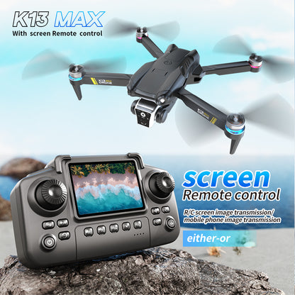 K13 MAX Brushless Drone With Screen Remote Optical Flow Dual Camera 4K FPV Quadcopter